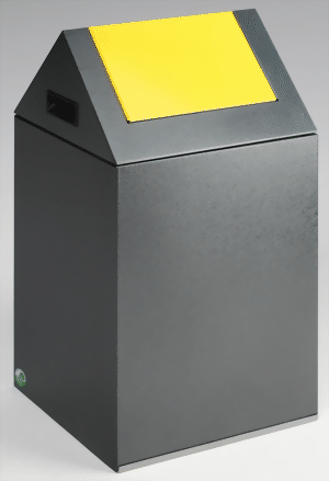 Wertstoffsammelgerät WSG 40 S Korpus antik-silber, Einwurfklappe verkehrsgelb