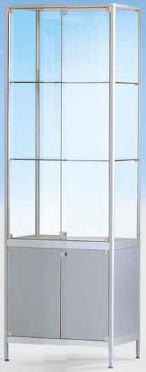 Säulenvitrine 1950x400x400 mm HxBxT mit 5-seitiger ESG-Verglasung, eckige Profile