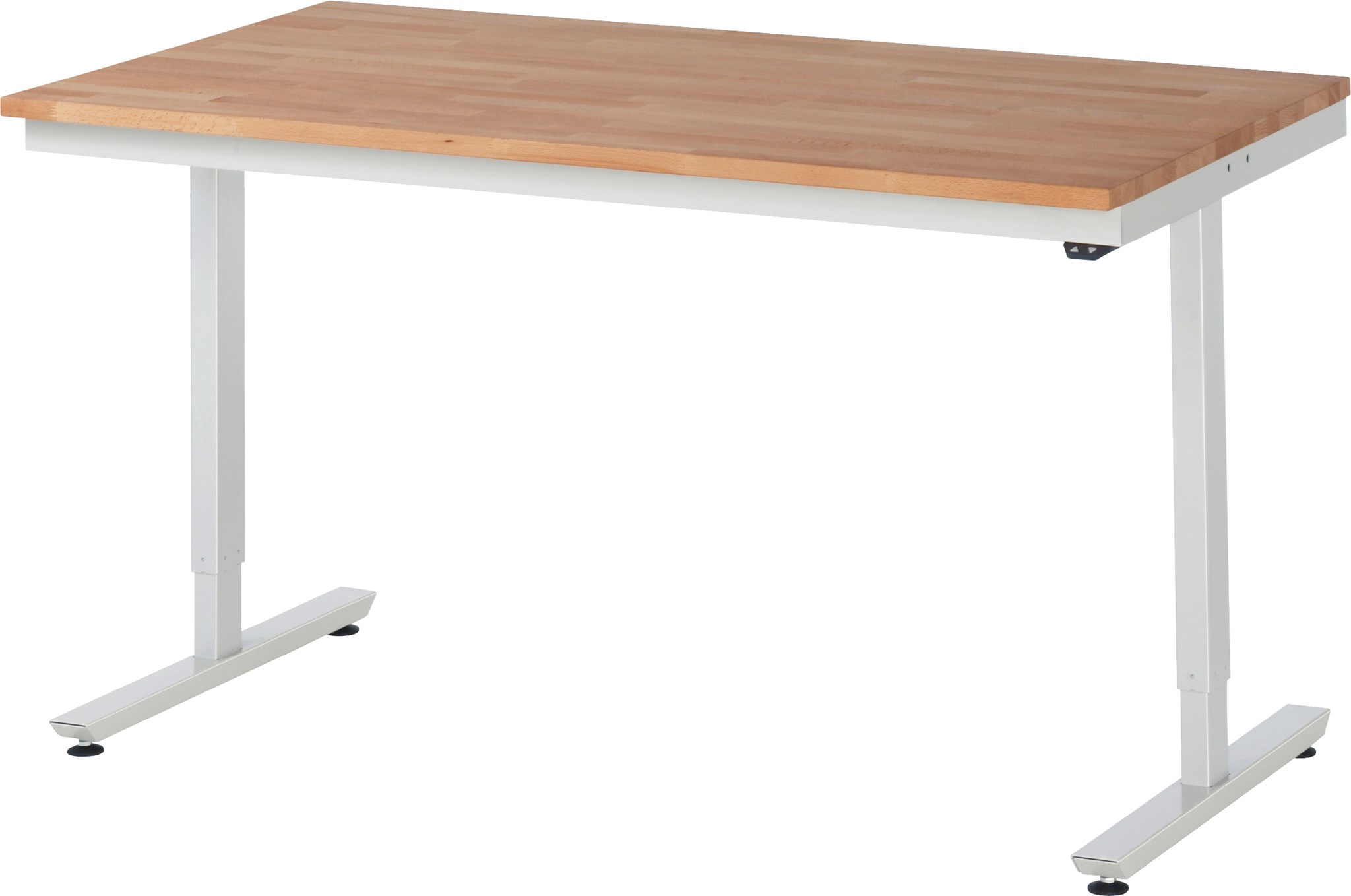 Arbeitstisch 1500x800x720-1120 mm BxTxH mit Buche-Massiv-Platte 25 mm