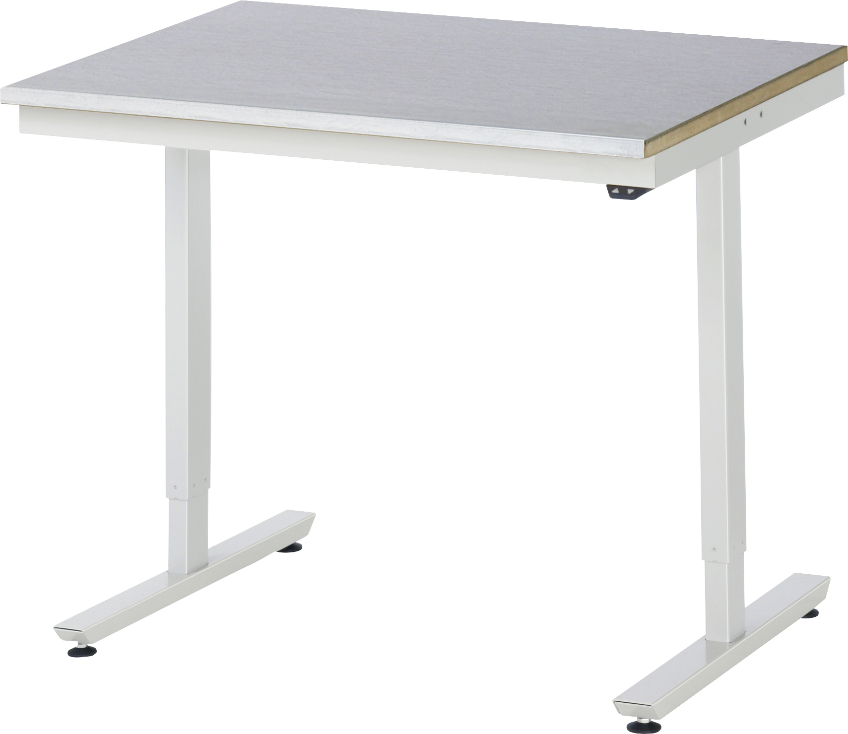 Arbeitstisch 1000x800x720-1120 mm BxTxH mit Stahlblechbelag-Platte 25 mm (Stahlblechauflage 1.5 mm verzinkt)