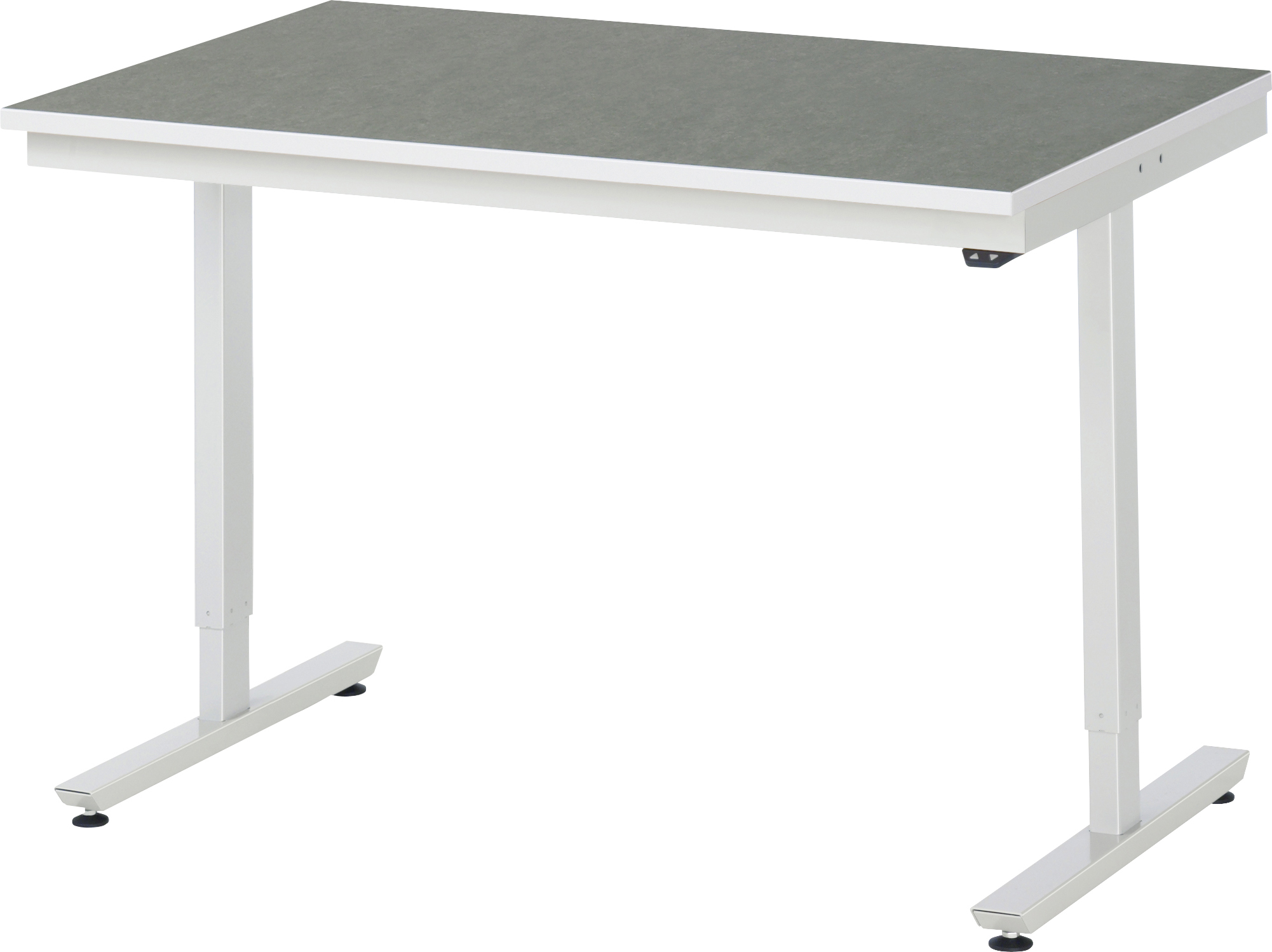 Arbeitstisch 1250x800x720-1120 mm BxTxH mit Linoleum-Platte 25 mm (2mm Linoleumbelag)