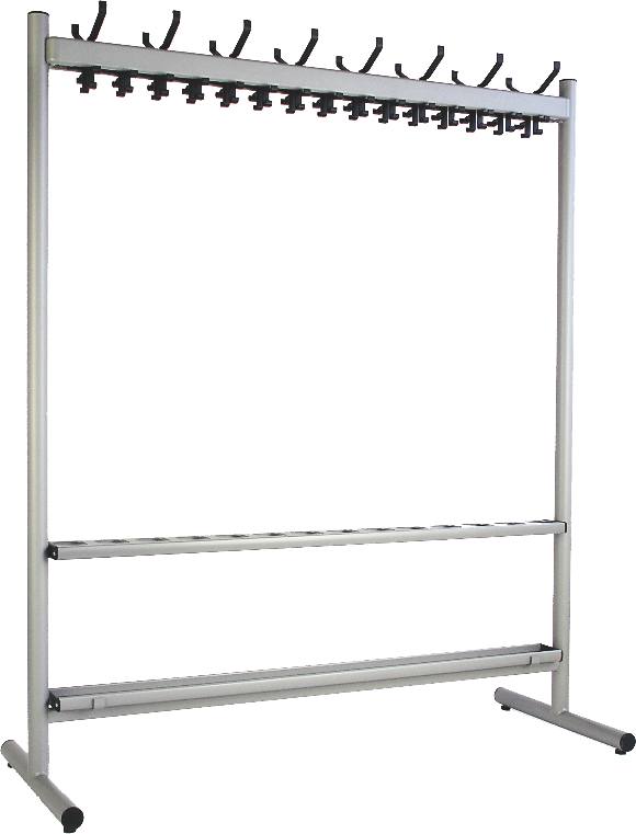 Standgarderobe Alu-Haken Länge 1900 mm mit Schirmgarnitur