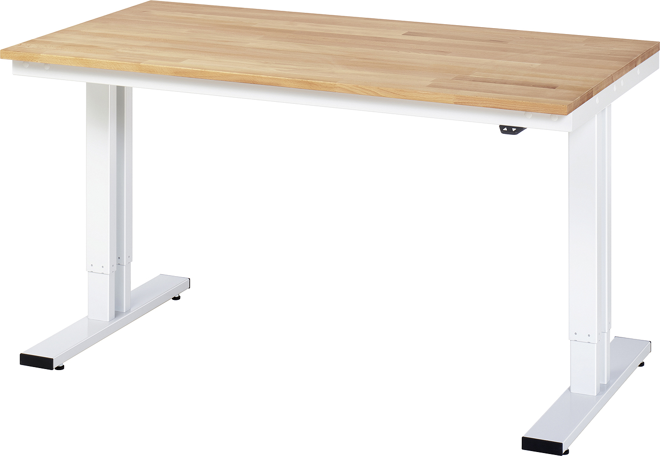 Arbeitstisch 1500x800x720-1120 mm BxTxH mit Buche-Massiv-Platte 25 mm