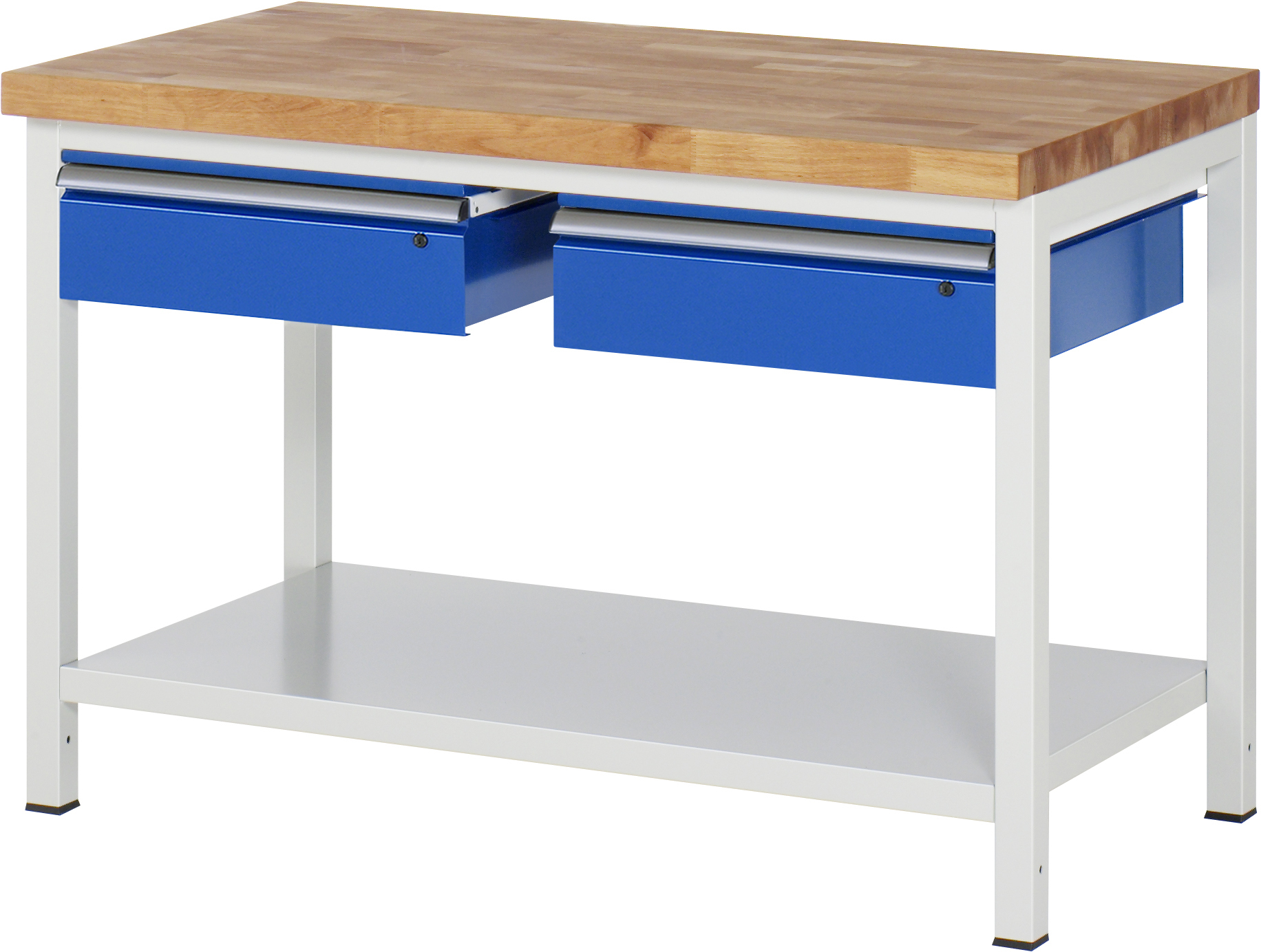 Werkbank fixe Höhe, B 1250xT 700xH 840mm, Buche-Massiv-Platte 40mm