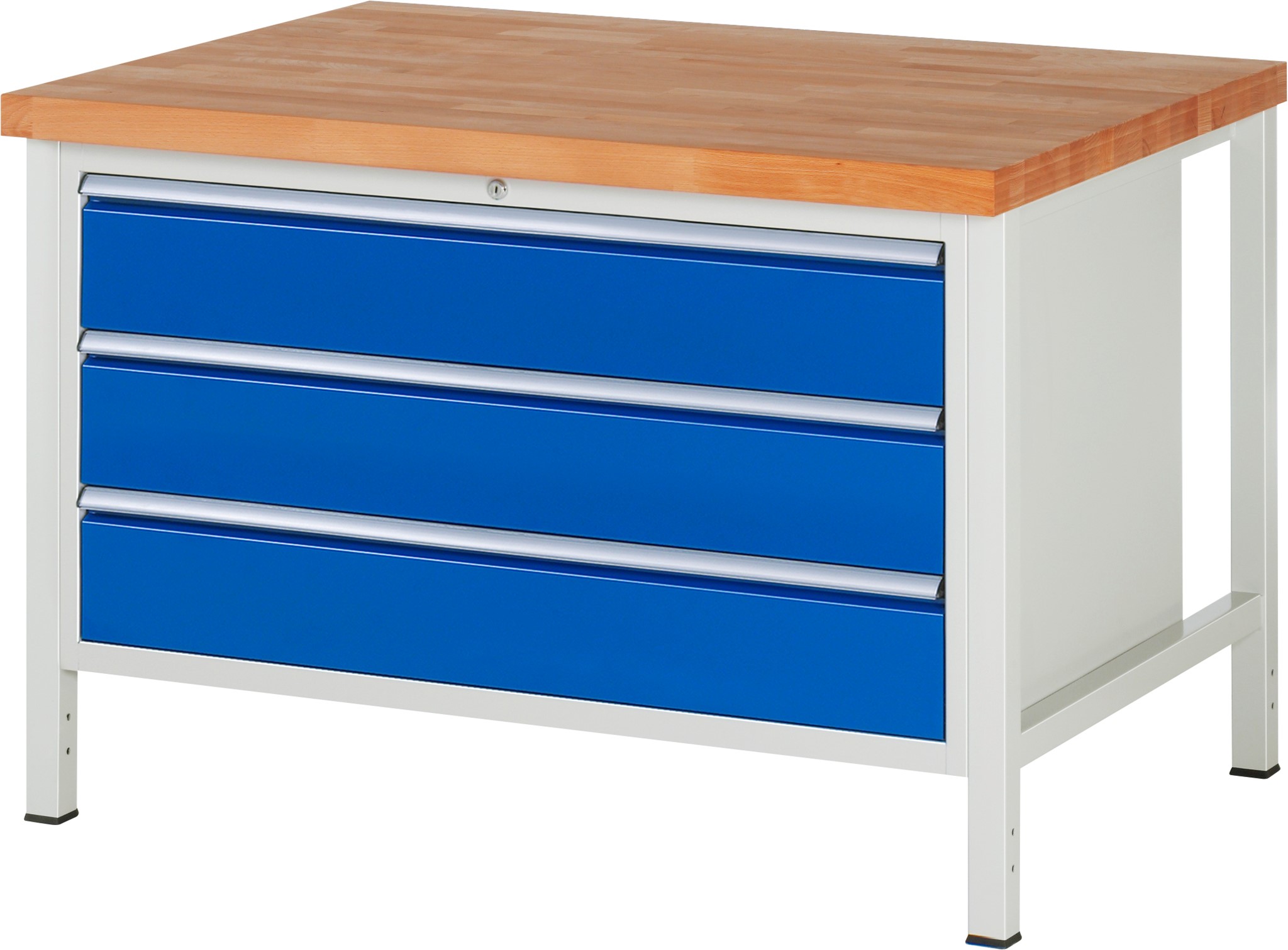 Werkbank Modell 8357, B 1250xT 900xH 840mm, Buche-Massiv-Platte 40mm