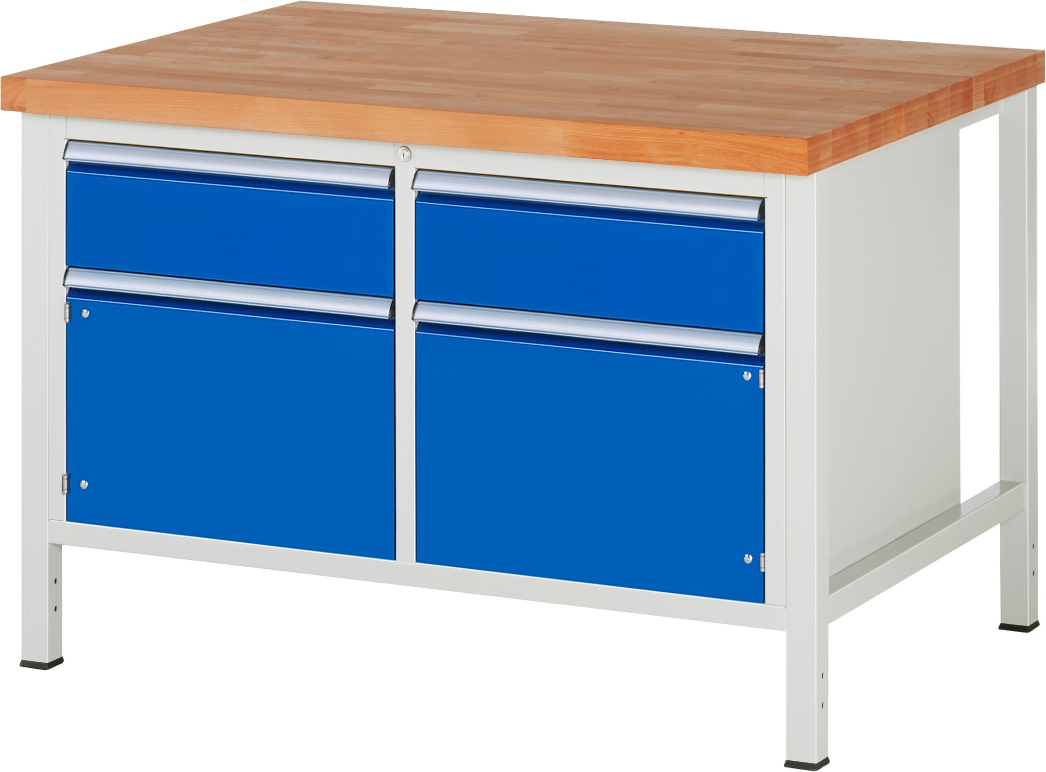 Werkbank Modell 8466, B 1250xT 900xH 840mm, Buche-Massiv-Platte 40mm