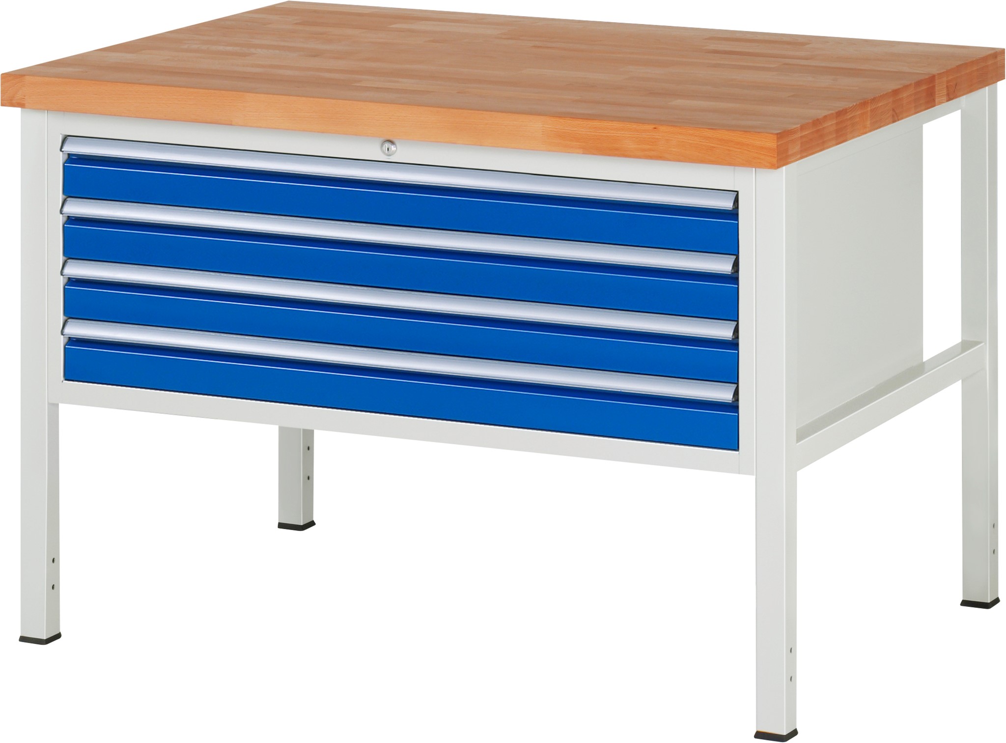 Werkbank Modell 8333, B 1250xT 900xH 840-1040mm, Buche-Massiv-Platte 40mm