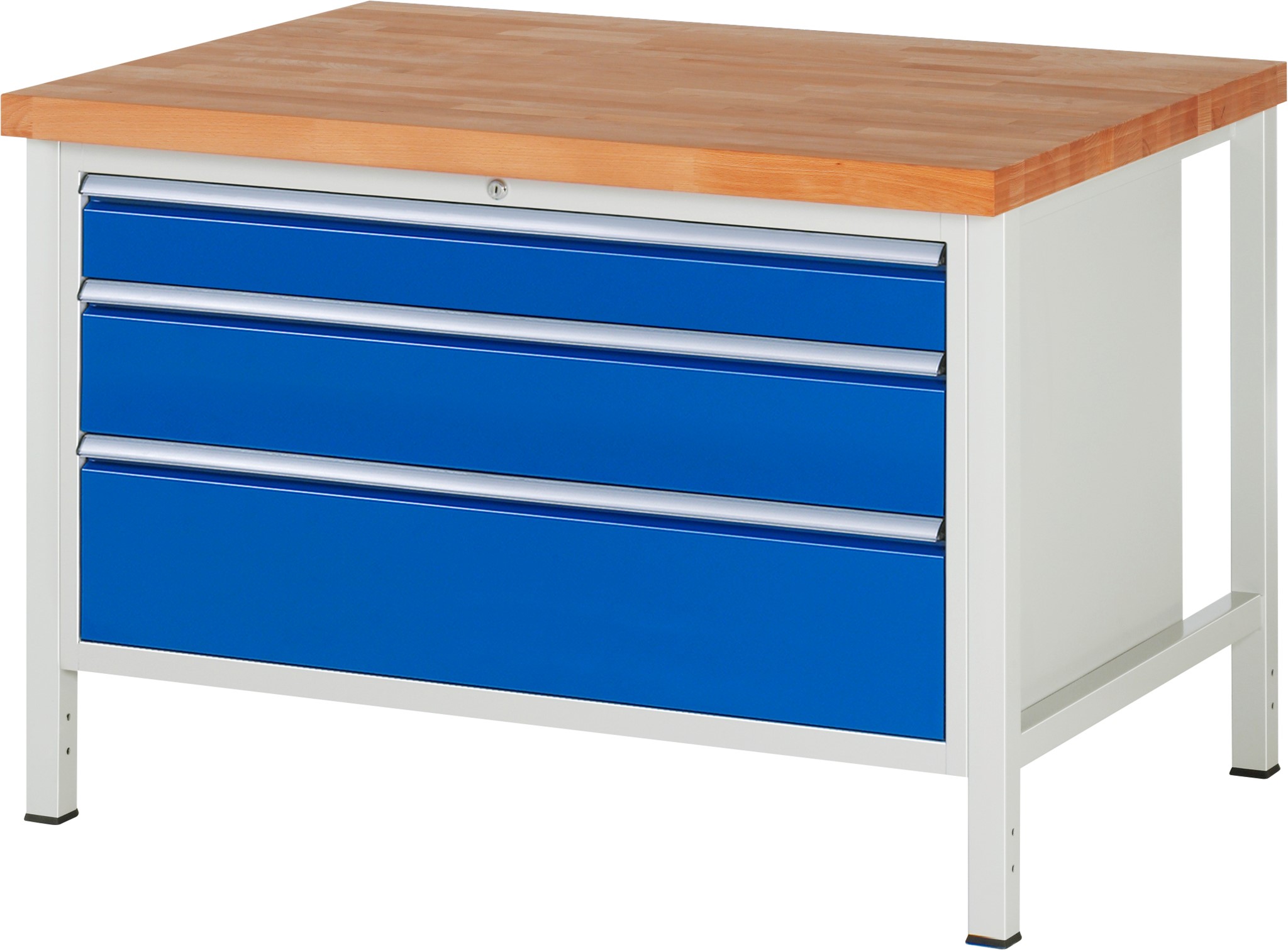 Werkbank Modell 8359, B 1250xT 900xH 840-1040mm, Buche-Massiv-Platte 40mm