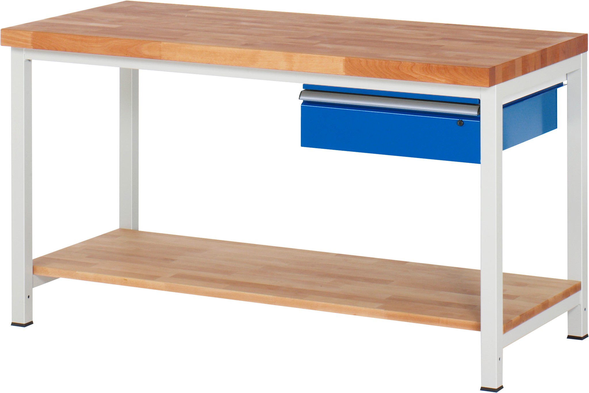 Werkbank fixe Höhe, B 1500xT 700xH 840mm, Buche-Massiv-Platte 40mm