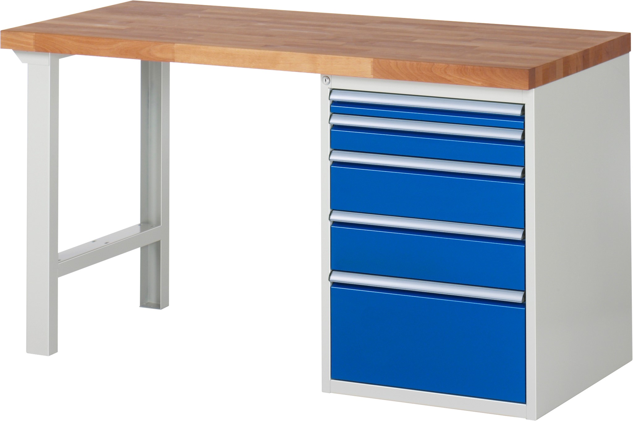 Werkbank Modell 7511, B 1500 x T 700 x H 840 mm, Buche-Massiv-Platte 40 mm