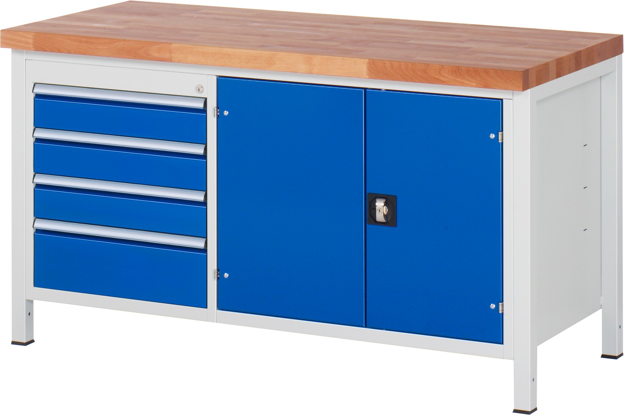 Werkbank Modell 8905, B 1500xT 700xH 840-1040mm, Buche-Massiv-Platte 40mm