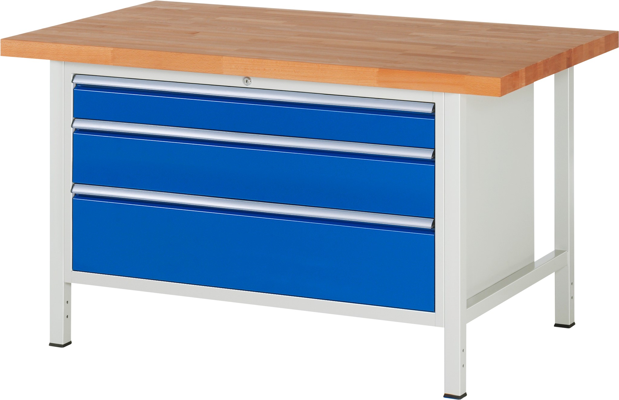 Werkbank Modell 8359, B 1500xT 900xH 840-1040mm, Buche-Massiv-Platte 40mm