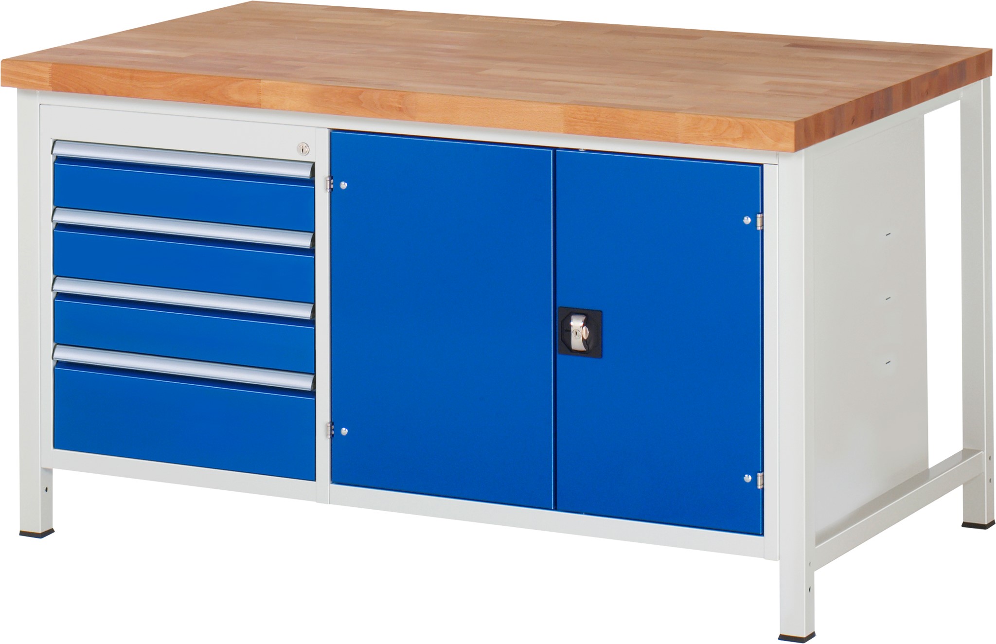 Werkbank Modell 8905, B 1500xT 900xH 840-1040mm, Buche-Massiv-Platte 40mm