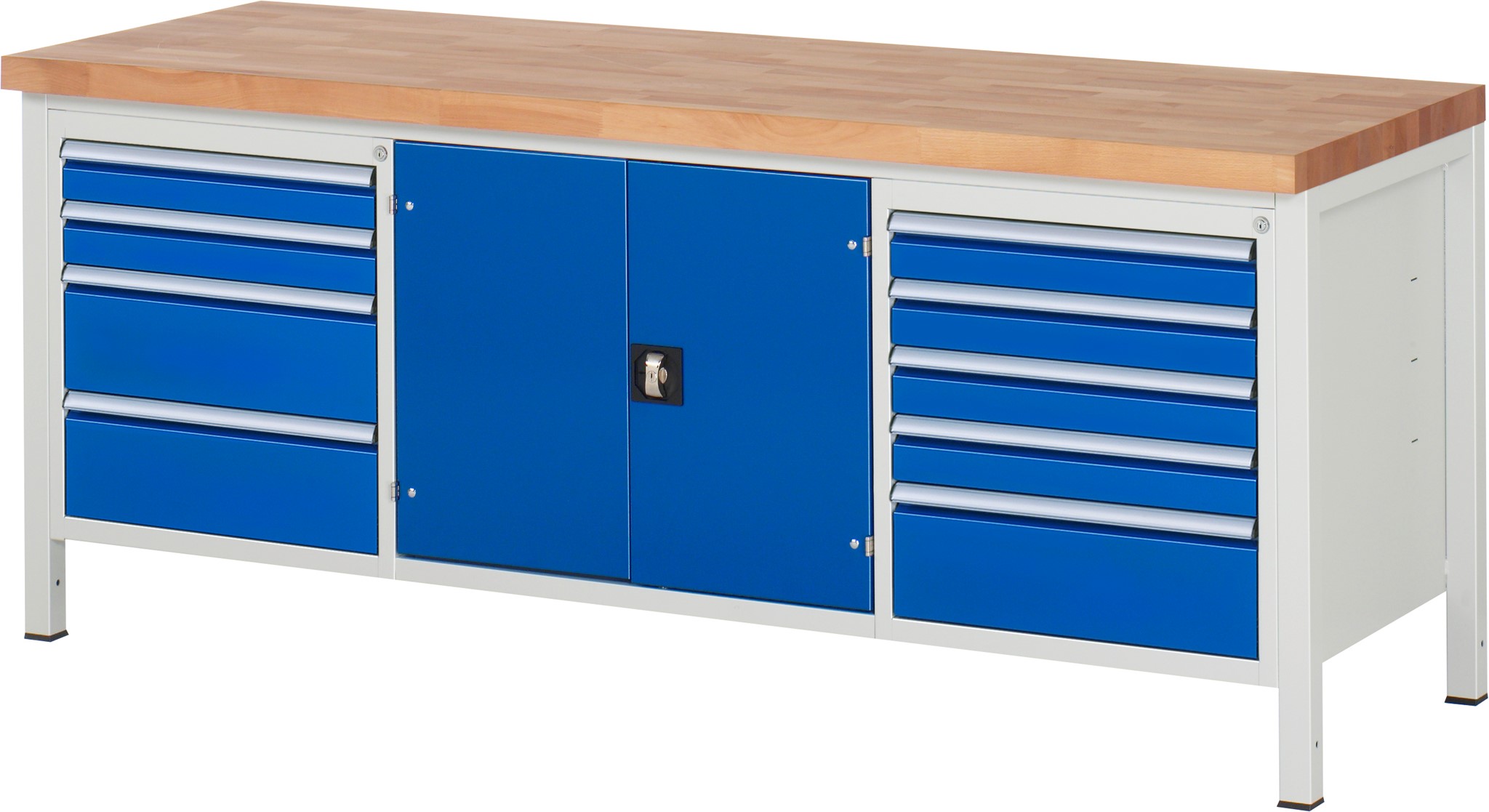 Werkbank Modell 8908, B 2000xT 700xH 840mm, Buche-Massiv-Platte 40mm