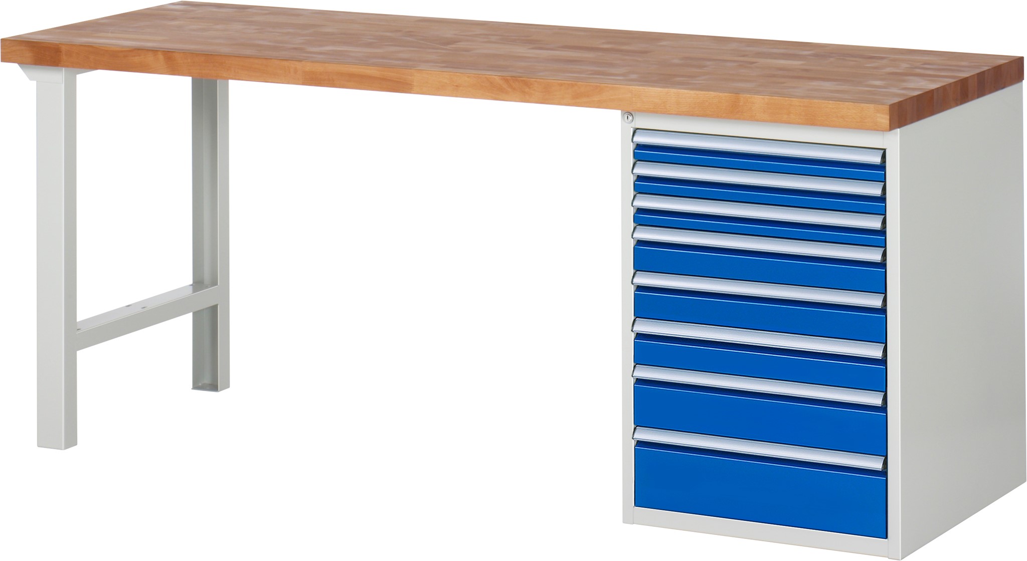Werkbank Modell 7519, B 2000 x T 700 x H 840 mm, Buche-Massiv-Platte 40 mm