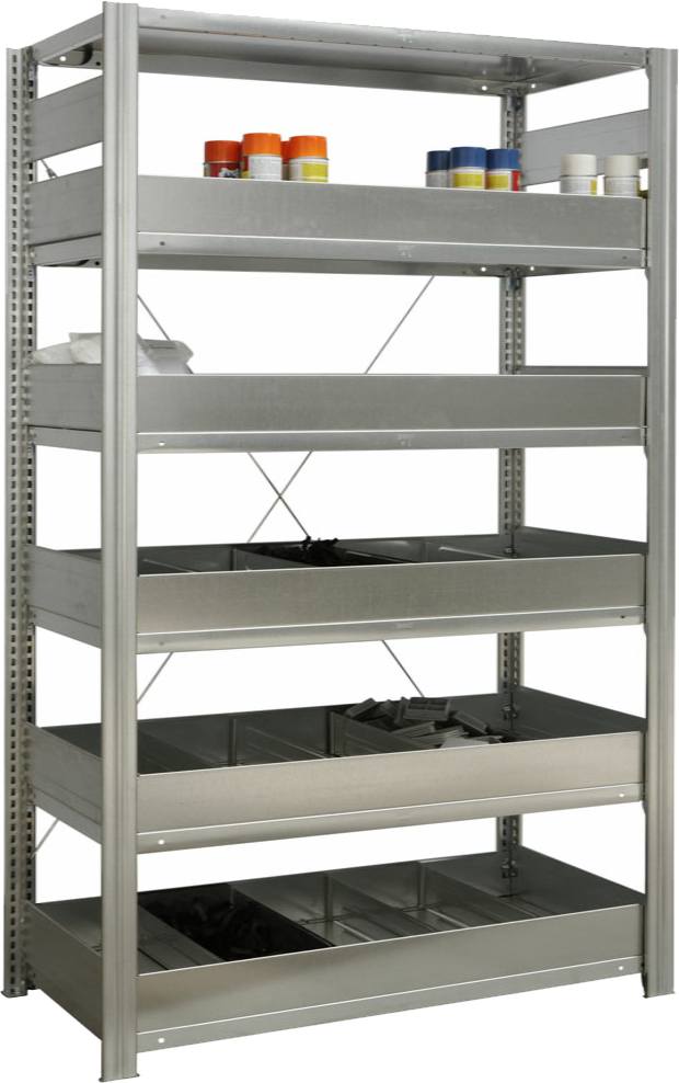 Kleinteil-Grundregal mit Schüttensets 2000x1285x600 mm HxBxT