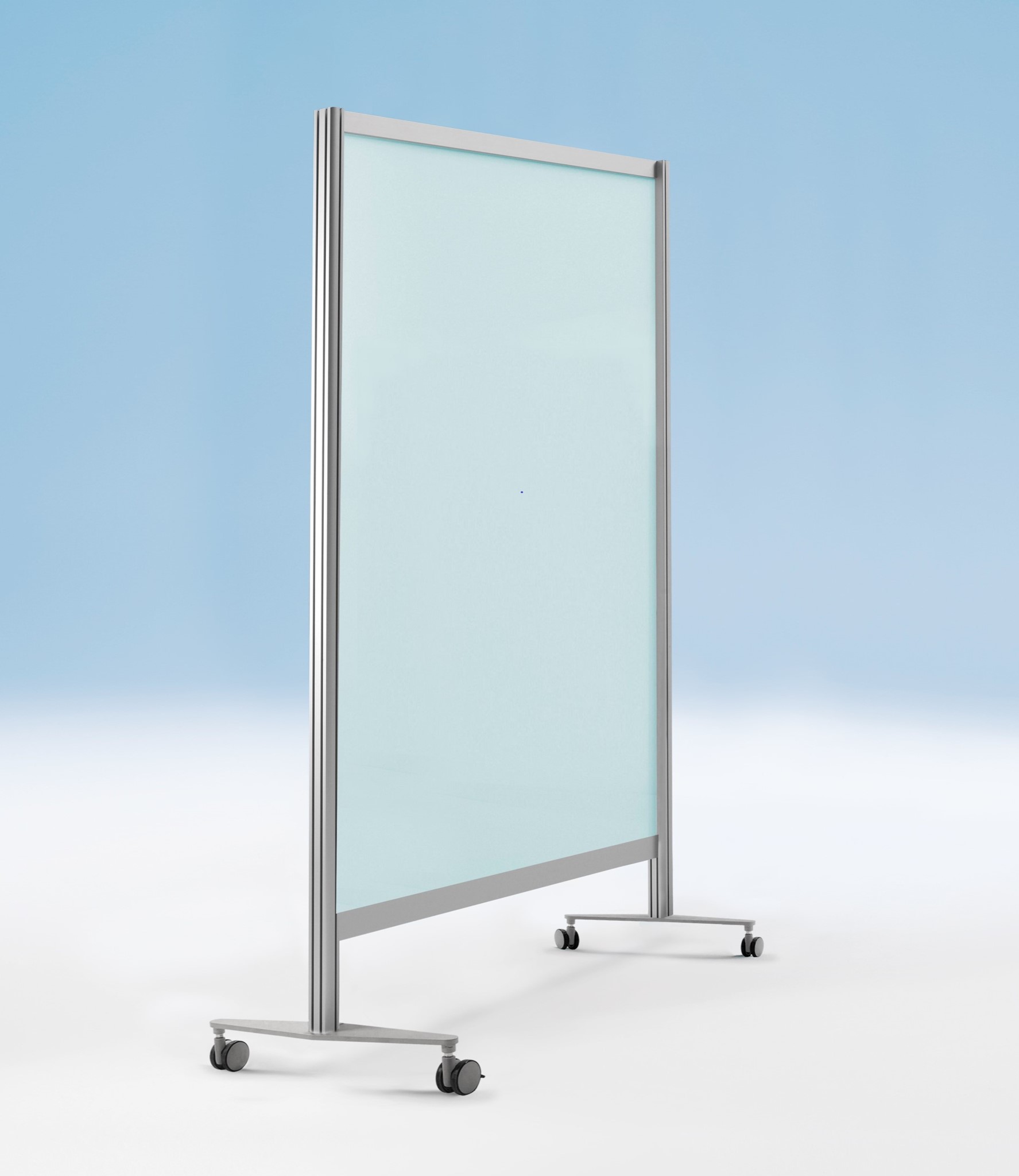 Mobile Trennwand / Moderationswand B1, ESG-Glas satiniert