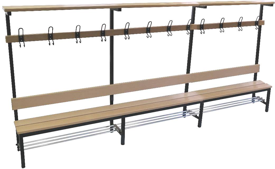 Einseitige Sitzbank Länge 2500 mm Kinder mit Effektenablage, Tiefe 320 mm