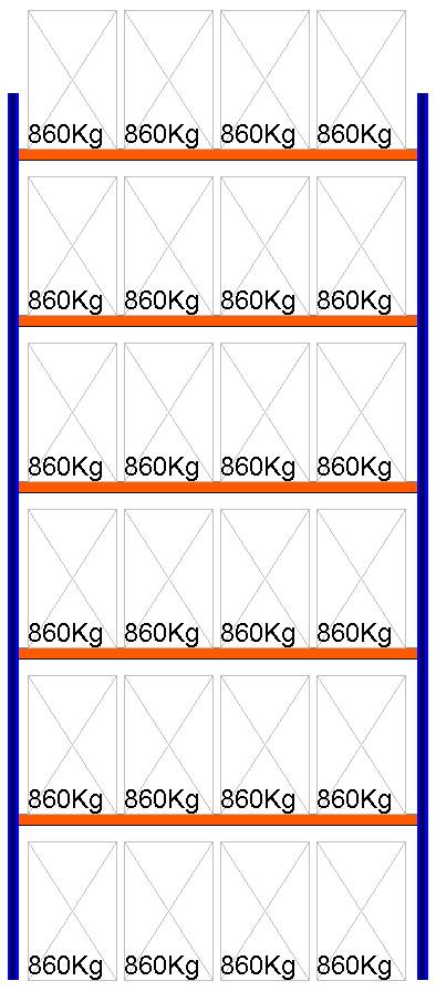 Palettenregal Grundregal, 8000x3600x1100 mm HxBxT