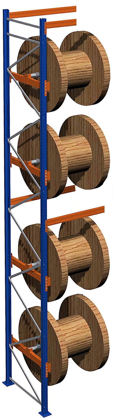 2500x1170x1100 mm HxBxT, Anbaufeld Kabeltrommelregal, 2 Wellen mit Blockroll-System