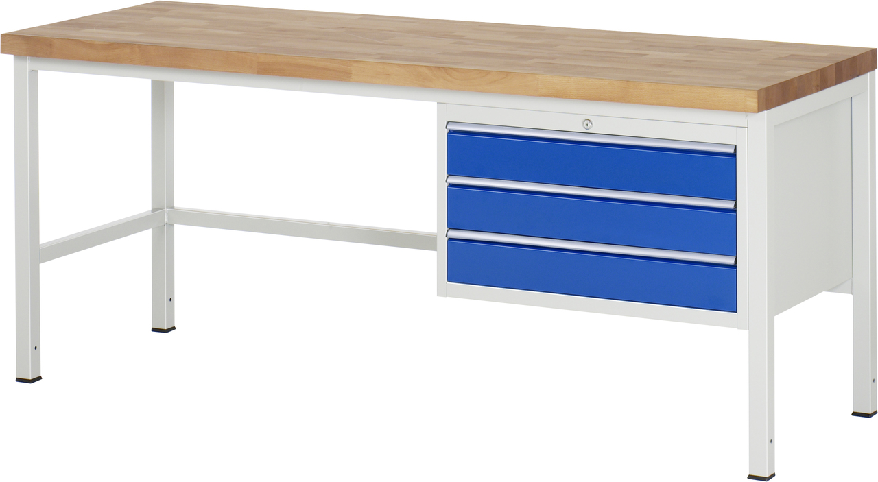 Werkbank Modell 8227, B 2000xT 700xH 840-1040mm, Buche-Massiv-Platte 40mm