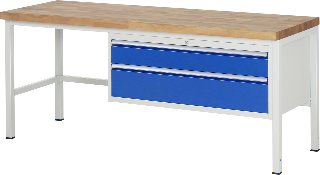 Werkbank Modell 8232, B 2000xT 700xH 840-1040mm, Buche-Massiv-Platte 40mm