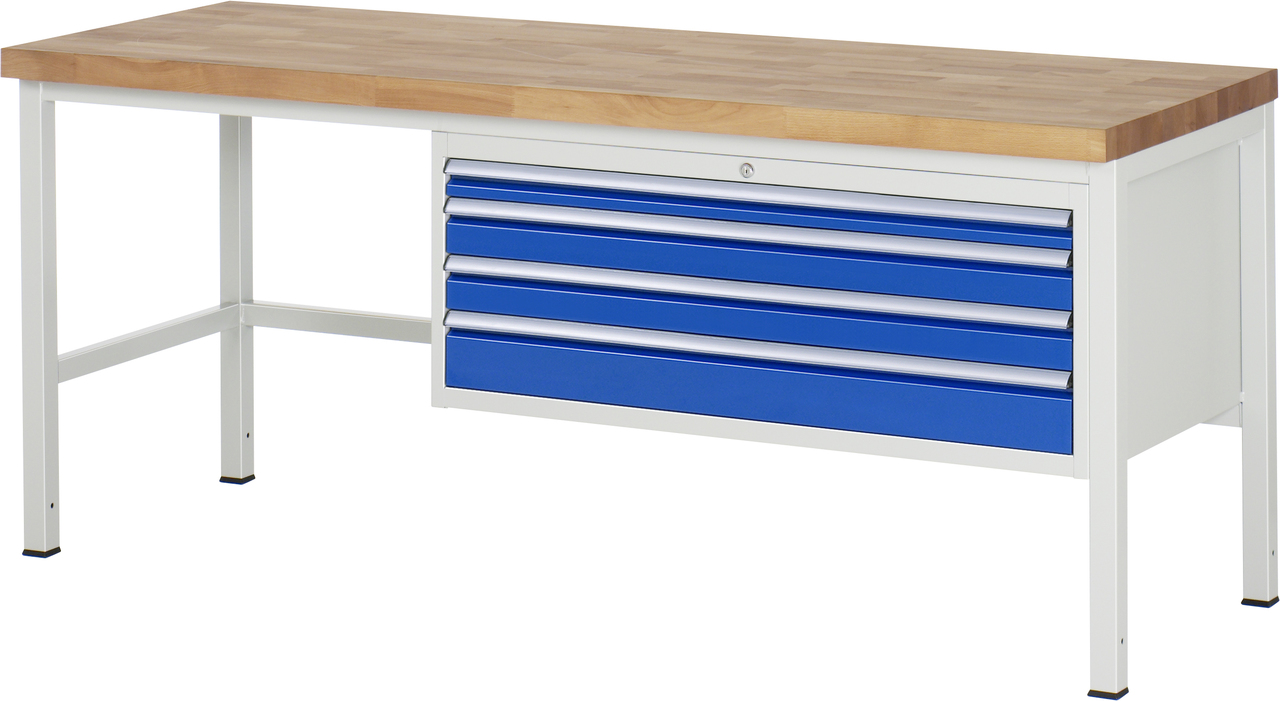 Werkbank Modell 8332, B 2000xT 700xH 840-1040mm, Buche-Massiv-Platte 40mm