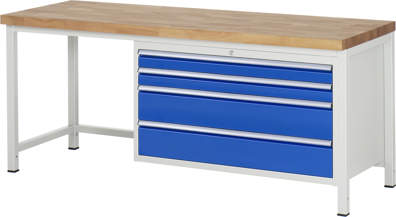 Werkbank Modell 8361, B 2000xT 700xH 840-1040mm, Buche-Massiv-Platte 40mm