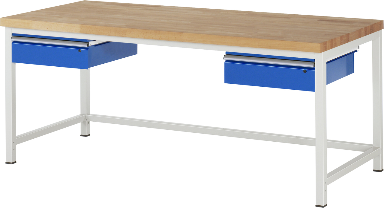 Werkbank fixe Höhe, B 2000xT 900xH 840mm, Buche-Massiv-Platte 40mm
