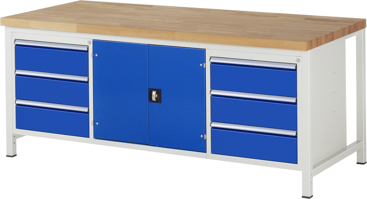 Werkbank Modell 8907, B 2000xT 900xH 840mm, Buche-Massiv-Platte 40mm