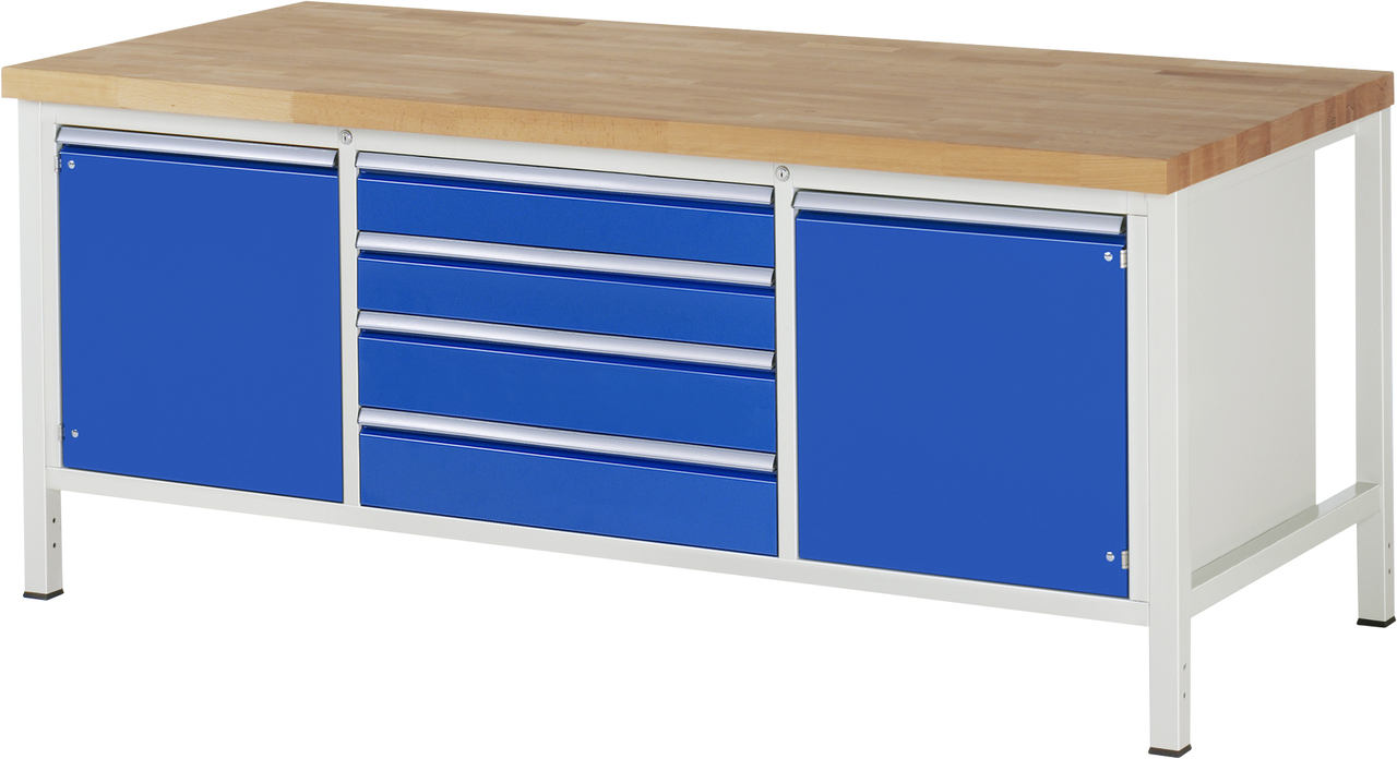 Werkbank Modell 8752, B 2000xT 900xH 840mm, Buche-Massiv-Platte 40mm