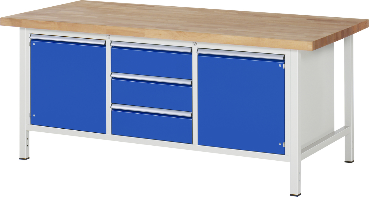 Werkbank Modell 8569, B 2000xT 900xH 840-1040mm, Buche-Massiv-Platte 40mm