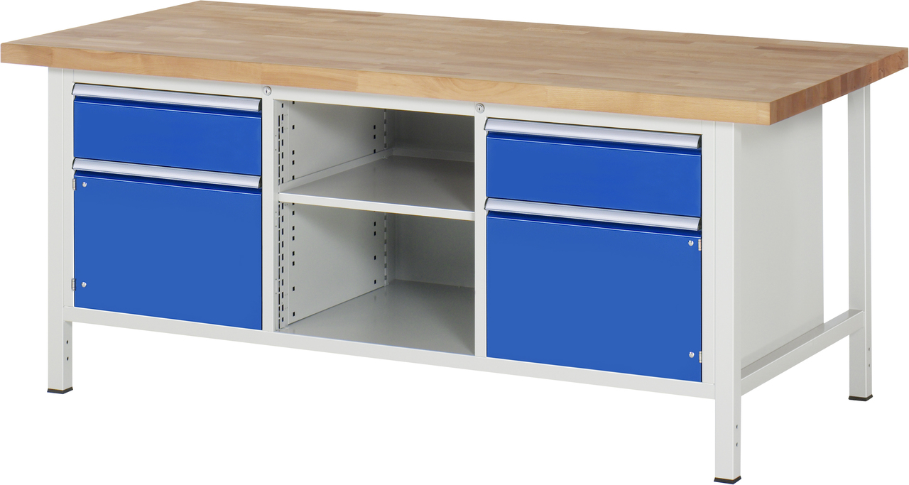 Werkbank Modell 8561, B 2000xT 900xH 840-1040mm, Buche-Massiv-Platte 40mm