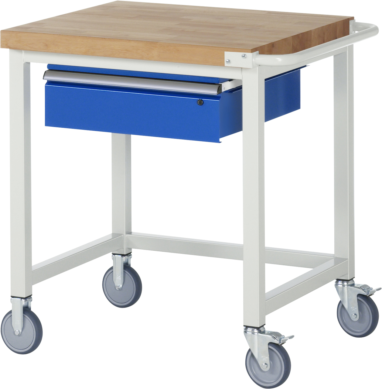 Fahrbare Werkbank, 750 x 700 x 880mm BxTxH, Buche-Massiv-Platte 40mm