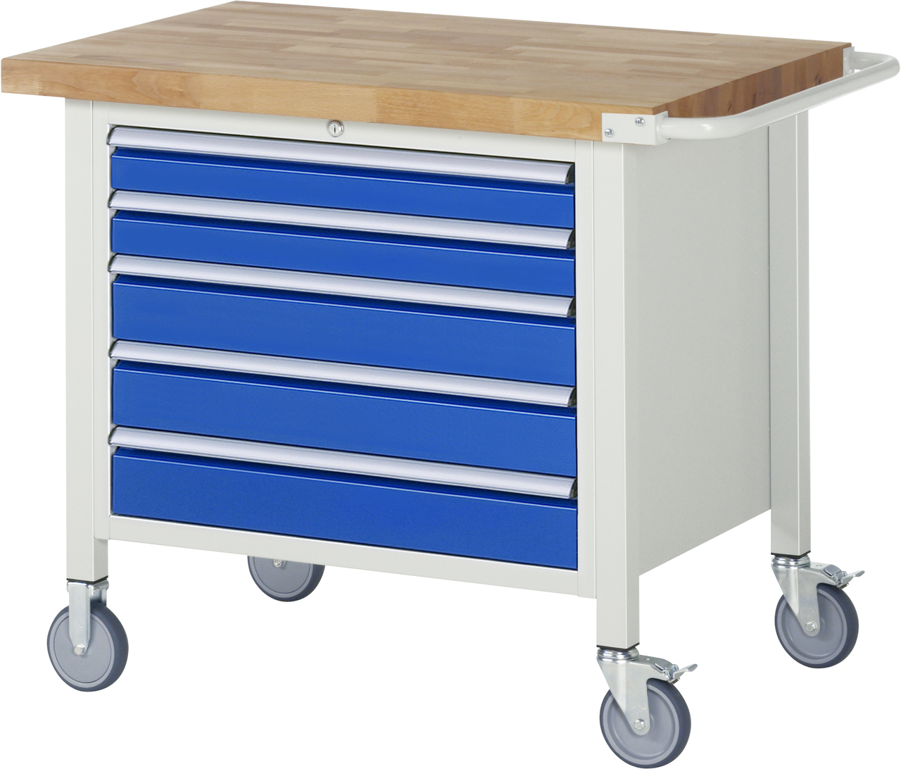 Fahrbare Werkbank Modell 8271, B 1000xT 700xH 880mm, Buche-Massiv-Platte 40mm