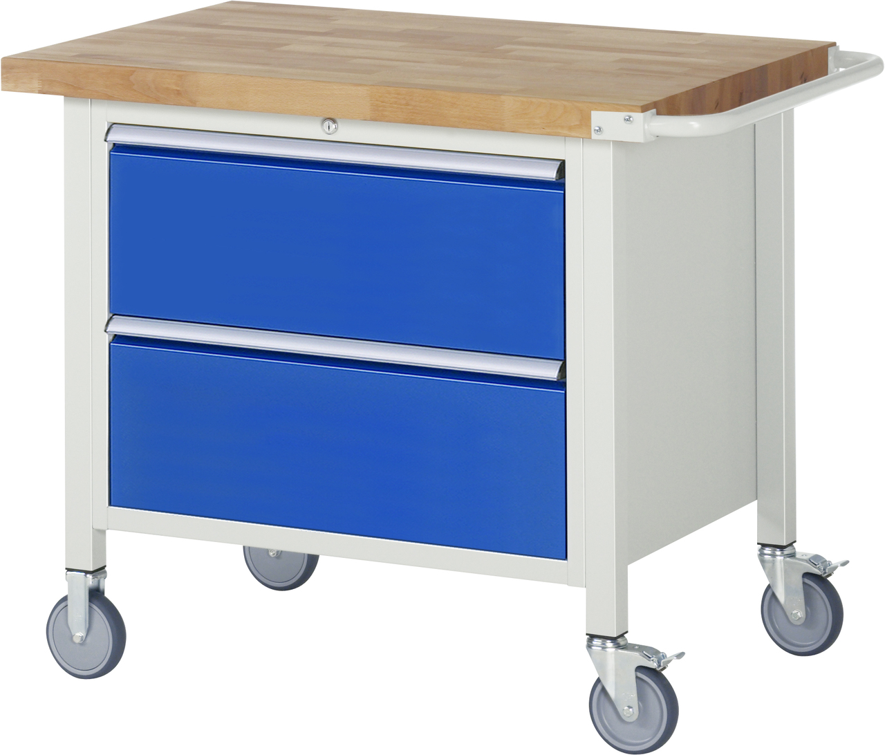 Fahrbare Werkbank Modell 8255, B 1000xT 700xH 880mm, Buche-Massiv-Platte 40mm