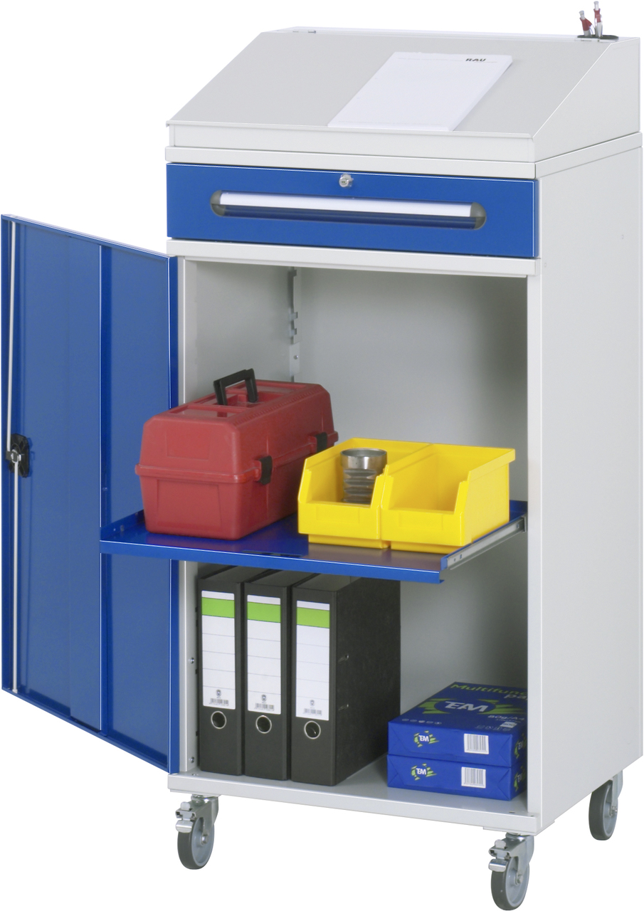 Beistellschrank-Stehpult, Modell 02, mobil