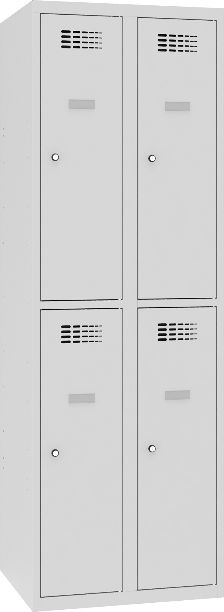 Garderobenschrank, Breite 600 mm, 2 Abteile mit 2 Fächer übereinander, Total 4 Fächer, SUS 322 W ab Lager