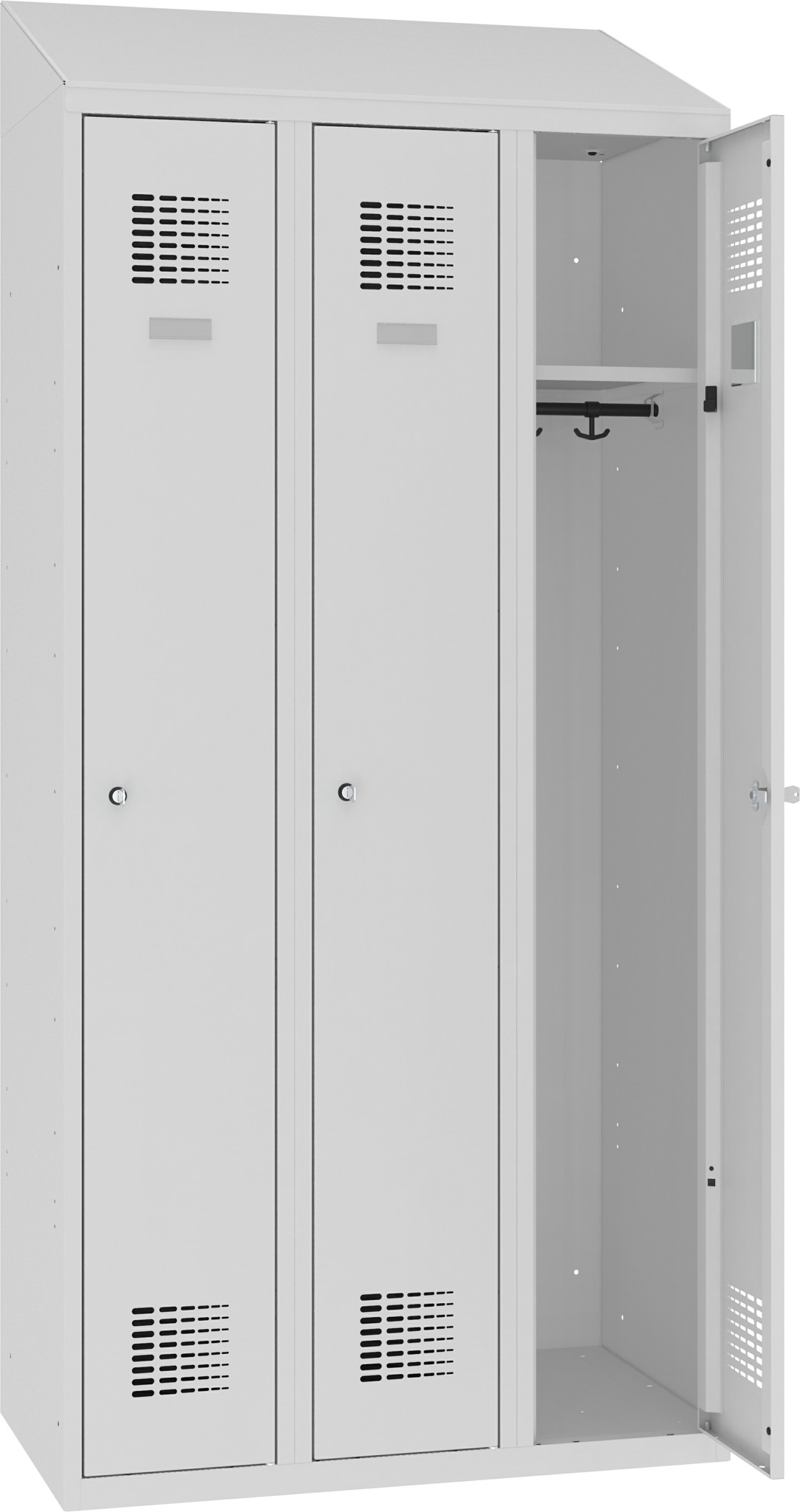 Garderobenschrank 3 Abteile mit Schrägdach, SUM 330 W, 1 pkt