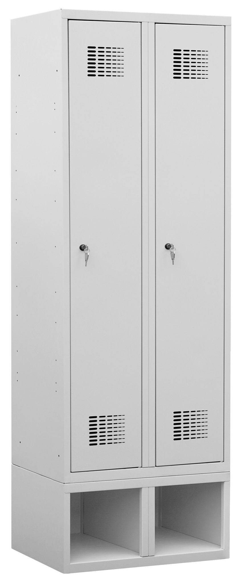 Garderobenschrank auf Schuhfach, 2 Abteile mit 400 mm Abteilbreite ab Lager