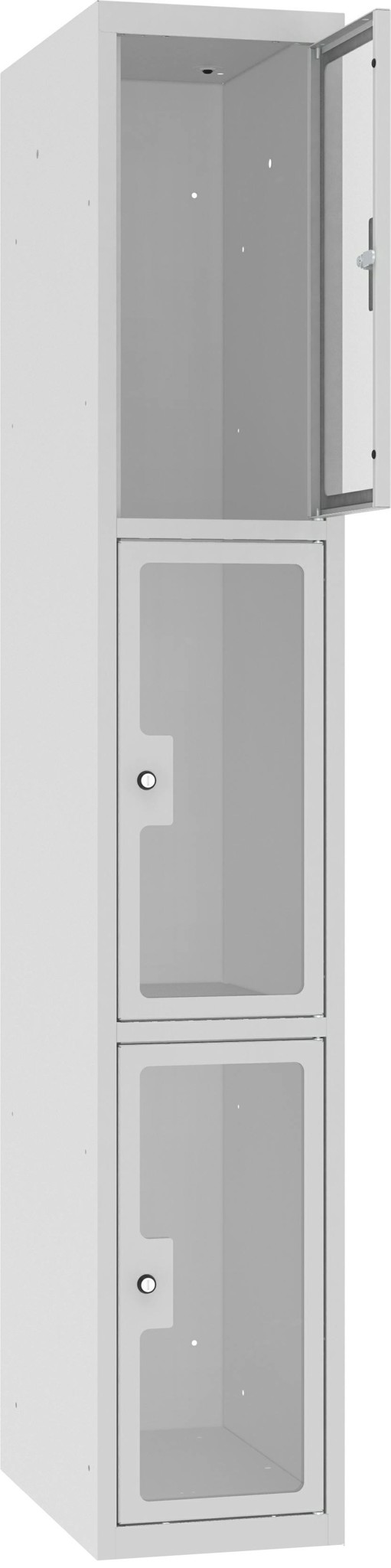 Schliessfachschrank Plexiglastüre MSus 313, 1 Abteil mit 3 Fächer übereinander, Total 3 Fächer
