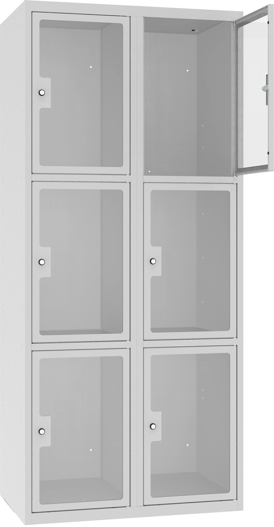Schliessfachschrank Plexiglastüre MSus 423, 2 Abteil mit 3 Fächer übereinander, Total 6 Fächer
