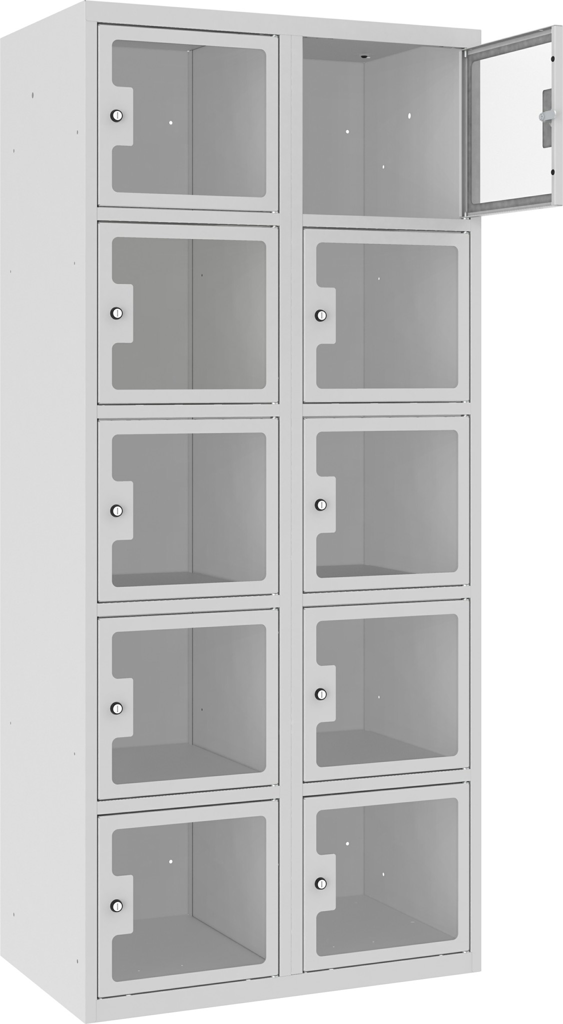 Schliessfachschrank Plexiglastüre MSus 425, 2 Abteile mit 5 Fächer übereinander, Total 10 Fächer