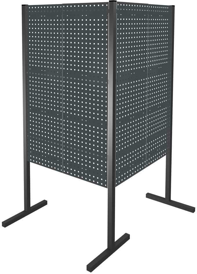 Trennwand mit Lochplatten, Doppelfeld 90° Winkel, Länge 1000 / 1000 mm