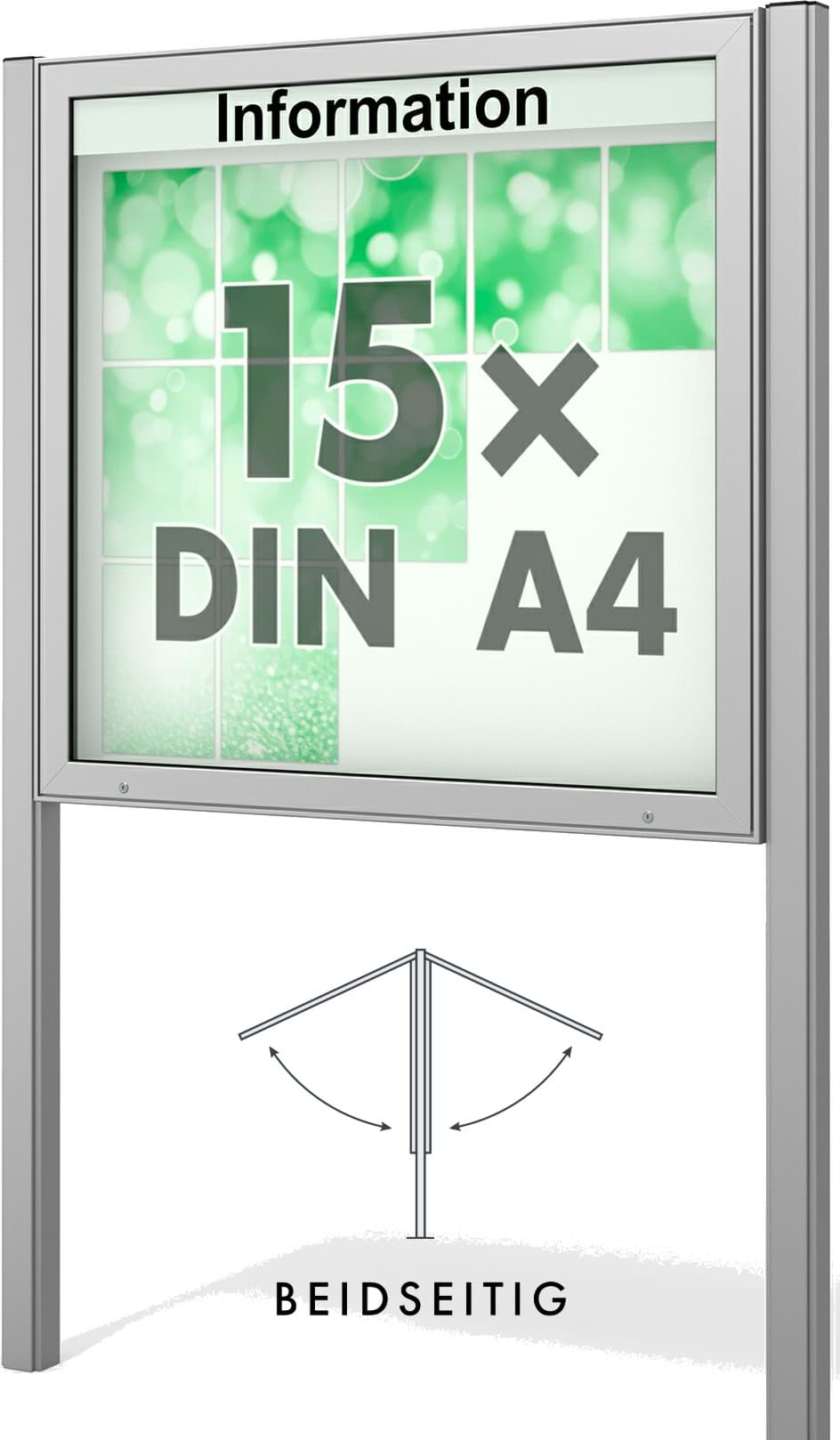 Doppel-Schaukasten Plenum 1180x1130x123 mm BxHxT, mit Ständer