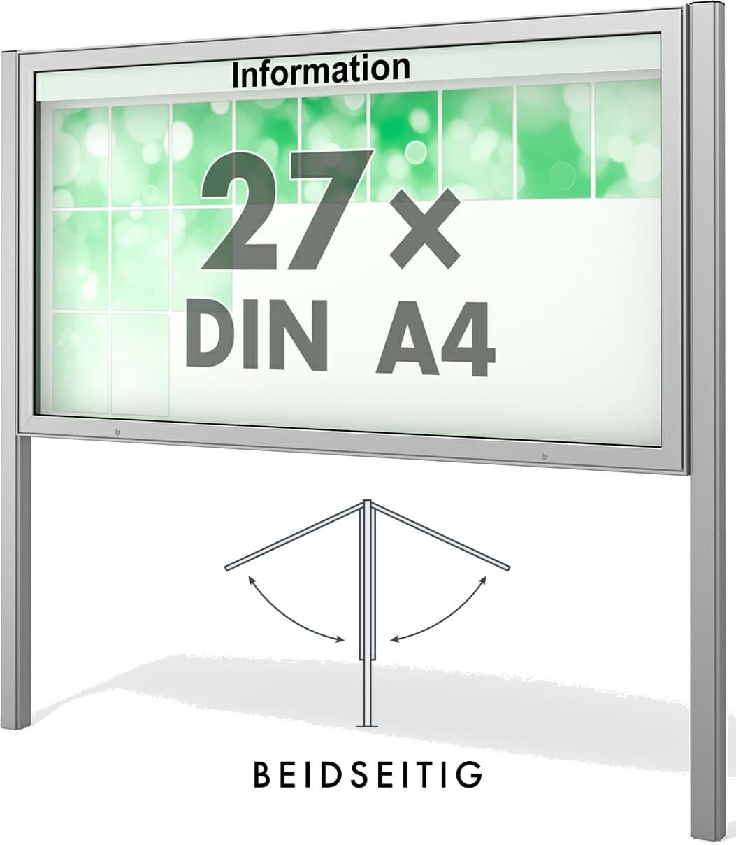 Doppel-Schaukasten Plenum 2020x1130x123 mm BxHxT, mit Ständer