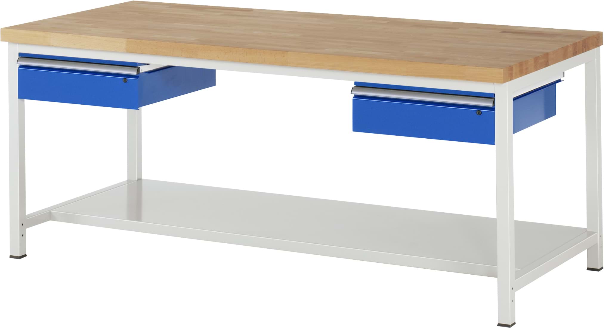 Werkbank verstellbare Höhe, B 2000xT 900xH 840-1040mm, Buche-Massiv-Platte 40mm