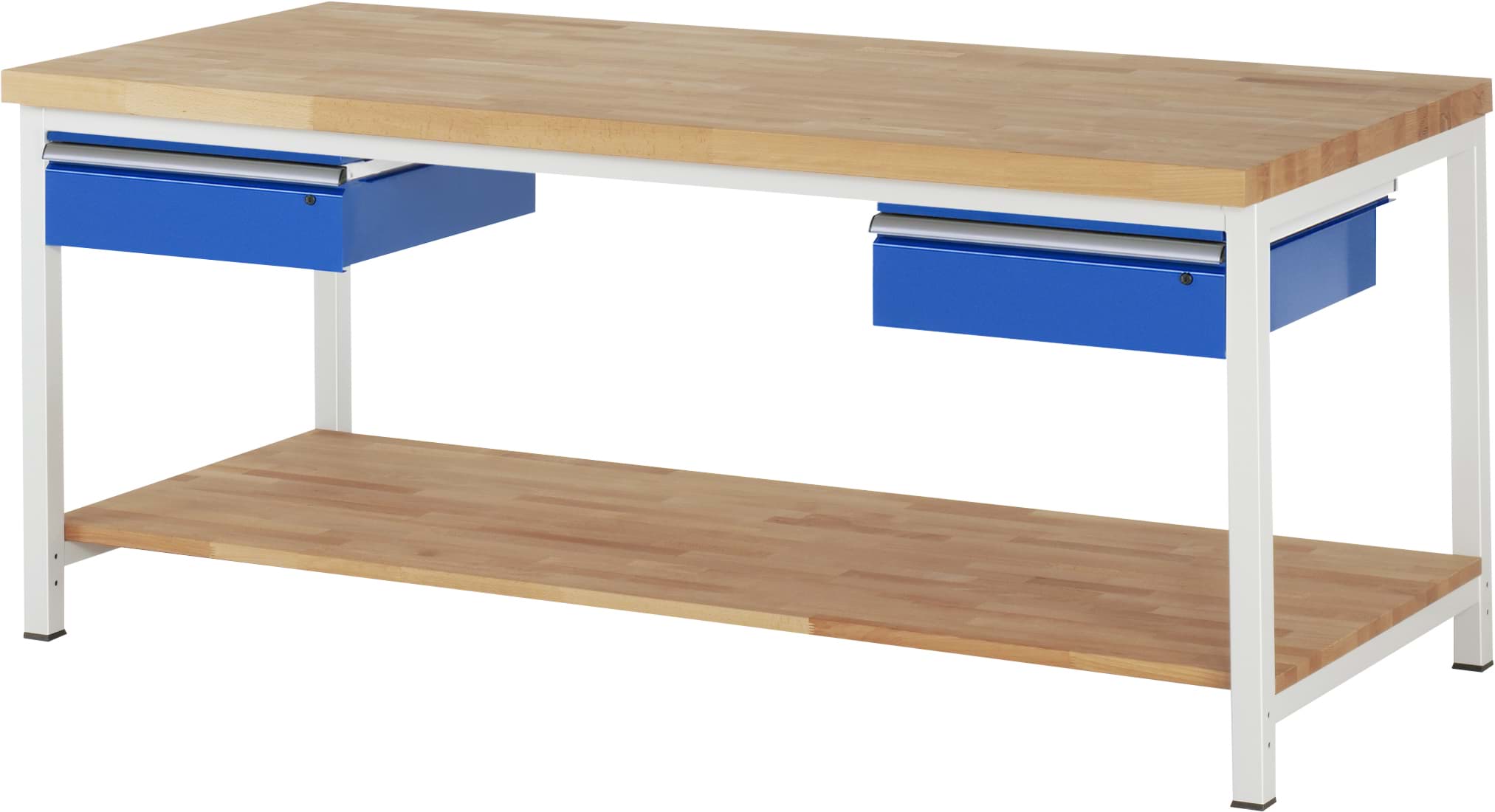 Werkbank verstellbare Höhe, B 2000xT 900xH 840-1040mm, Buche-Massiv-Platte 40mm