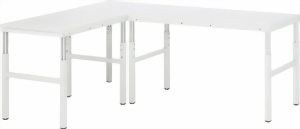 Eck-Platte für Serie E, 700x700x650-1000 mm LxTxH, EGB-Melaminarbeitsplatte für rechtwinklige Ecklösungen  