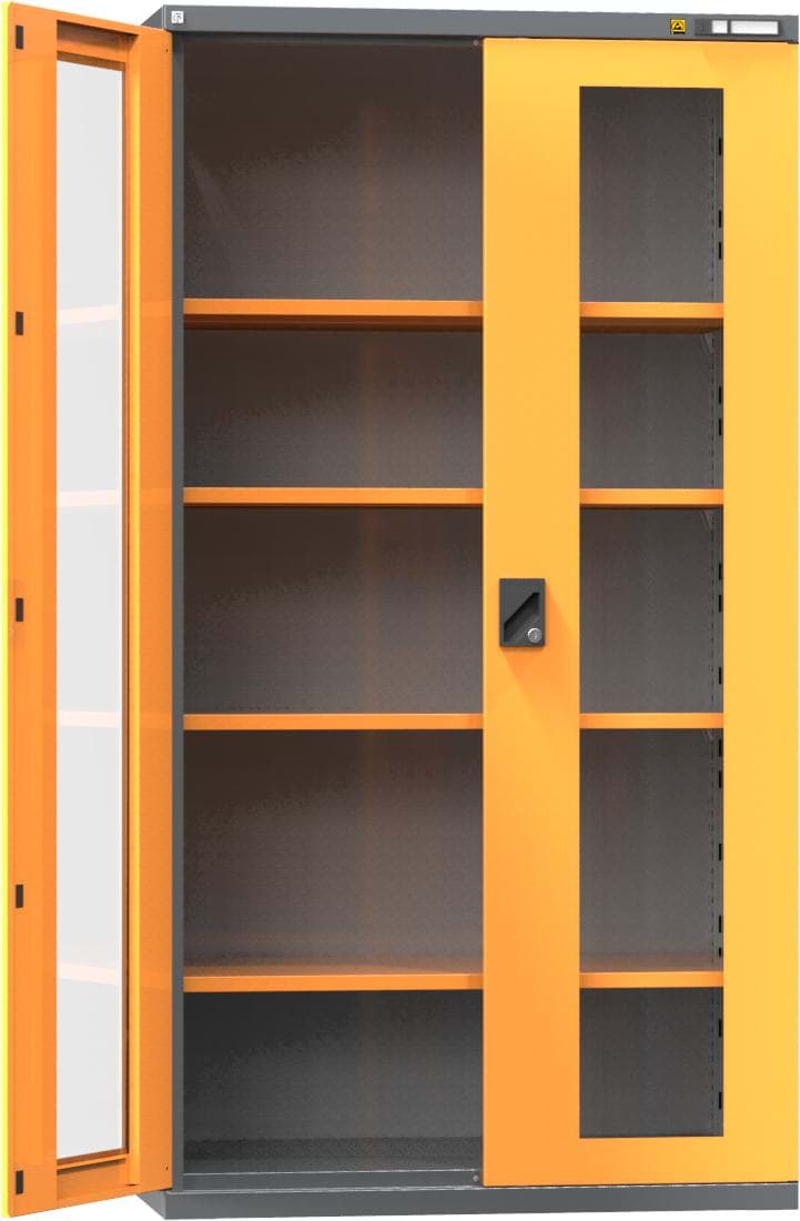ESD-Flügeltürenschrank mit Sichtfenstertüren 1950x1044x625 mm HxBxT